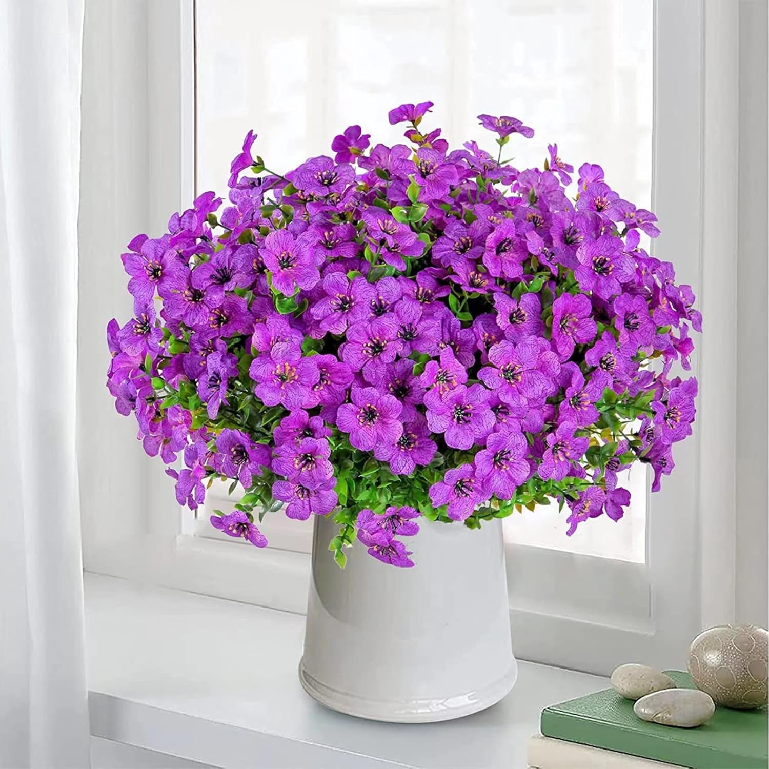 ZOELNIC 12 Bundles Artificial Flowers Fake Flowers Eucalyptus Plants UV Resistant Colorful Silk Plastic Flowers for Home Kitchen Bedroom Wedding Garden Farmhouse Window Box Party Decor
