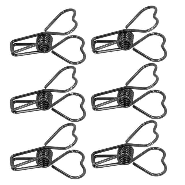 Clips de Liant de Bureau, Clips de Liant Design Creux Unique Larges Applications Forme de Coeur Force de Serrage Forte pour Compte pour Facture pour les Vêtements Noir, Rouge