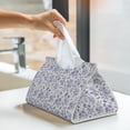 thumbnail image 6 of Uemuo Floral Butterfly Pattern Tissue Box Cover Holder, Triangle with Bottom Belt - PVC Leather Decorative Organizer for Tabletop, Bathroom, Car, Office, 6 of 9