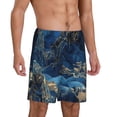 thumbnail image 2 of Fuzoiu Golden Blue Mountains Print Pajama Shorts for Men, Men's Pajama Bottoms,Mens Lounge Sleepwear,Pajama Pants with Pocket-Small, 2 of 6