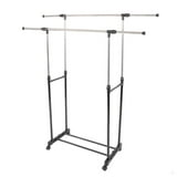 Zimtown Adjustable Clothes Movable Double Rod Garment Rack with Wheels ...