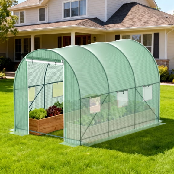 Walk-in Greenhouse 10'x7'x7' Outdoor Tunnel Green House with Double-layer Doors