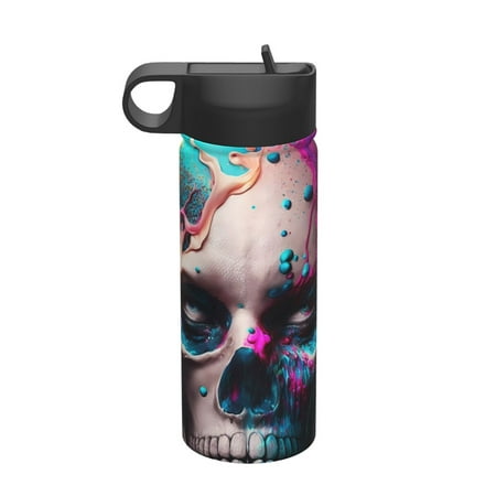 

Daiia Modern Abstract Colorful Skull B Printed 18oz Sports Insulated Kettle With Straw Water Bottle For Running Hiking Cycling Climbing Mens Woman S Sports Water Bottle