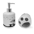 thumbnail image 2 of Ambesonne Black and White Soap Dispenser & Toothbrush Holder Set, Boy and Girl, 2 Pcs, Charcoal Grey White, 2 of 6