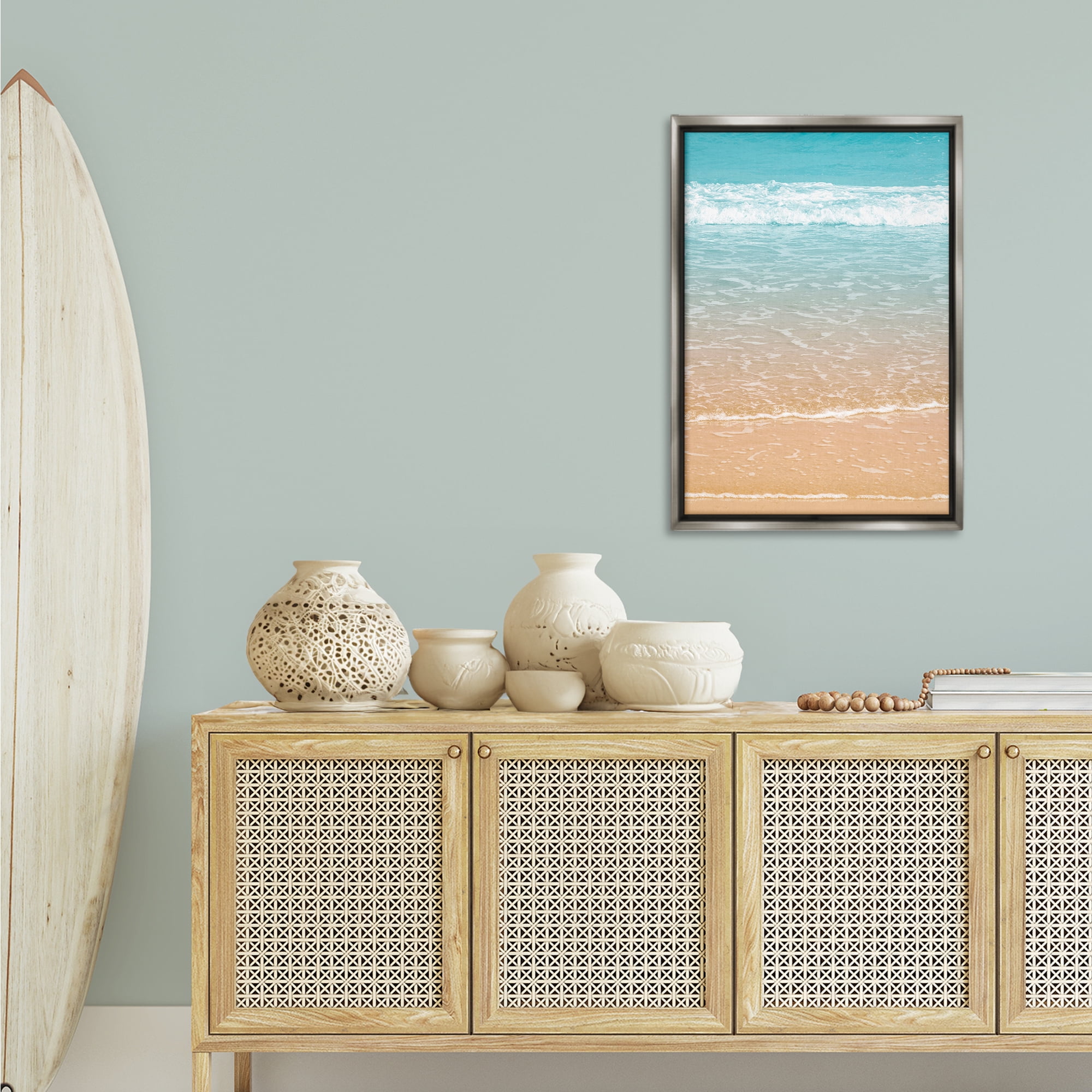 Stupell Industries Clear Summer Waters Nautical & Beach Photography Gray Floater Framed Canvas Art Print Wall Art, 21 x 31