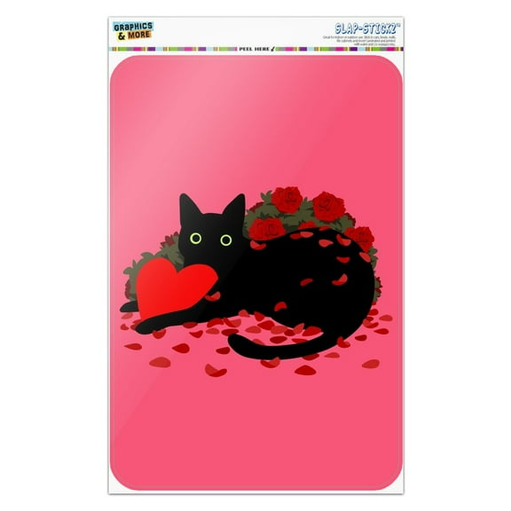 Black Cat Valentines Heart Rose Petals Love Home Business Office Sign
