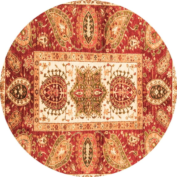 Ahgly Company Indoor Round Abstract Orange Modern Area Rugs, 3' Round