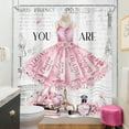 thumbnail image 4 of Ballet Dress Pink Shower Curtain 72Wx72H Inch Fashion Girly Paris Modern Girl Ballerina Motivational Quotes Flower Perfume Book Bathroom Decor Fabric Polyester Waterproof 12 Pack Hooks, 4 of 6