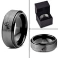 thumbnail image 4 of Tungsten Musician Electric Guitar Band Ring 8mm Men Women Comfort Fit Black Step Bevel Edge Brushed Gray Polished, 4 of 4