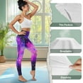 thumbnail image 7 of COEQINE Athletic Yoga Leggings for Women with Pockets Buttery Soft Tummy Control High Waisted Full-Length Gym Pants Star Violet Starry Sky Compression Hip Lift Casual Tights, S, 7 of 7