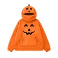thumbnail image 5 of Womens Halloween Sweatshirts Pumpkin Mask Zip Hooded Oversized Cute Pullover Sweatshirt with Front Pocket Orange 02 XXL, 5 of 6