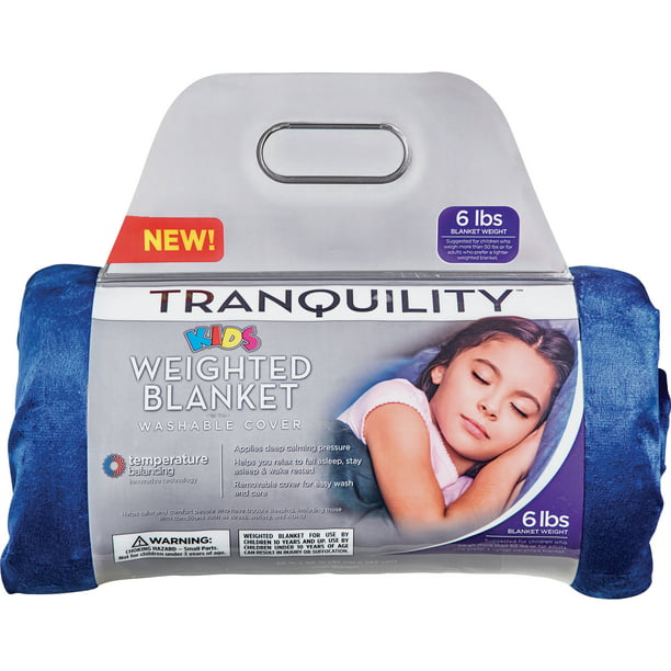 Tranquility Kid's Weighted Blanket, 6Lbs With Washable Cover, Blue