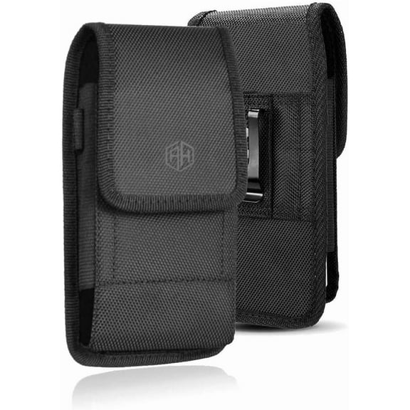 AH Military Grade Cell Phone Pouch Clip Holster Holder w/Belt Loop for iPhone 17 Pro max 16 Plus, 16 Pro Max, 15 Plus, 15 Pro Max, 14 Pro Max Cell Phone Holsters Fits Cell Phone w/Heavy Duty Case