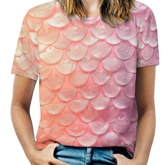 Mermaid Fish Scales Women's T-Shirt Short Sleeve T Shirts Tops Tee Ladies Loose T