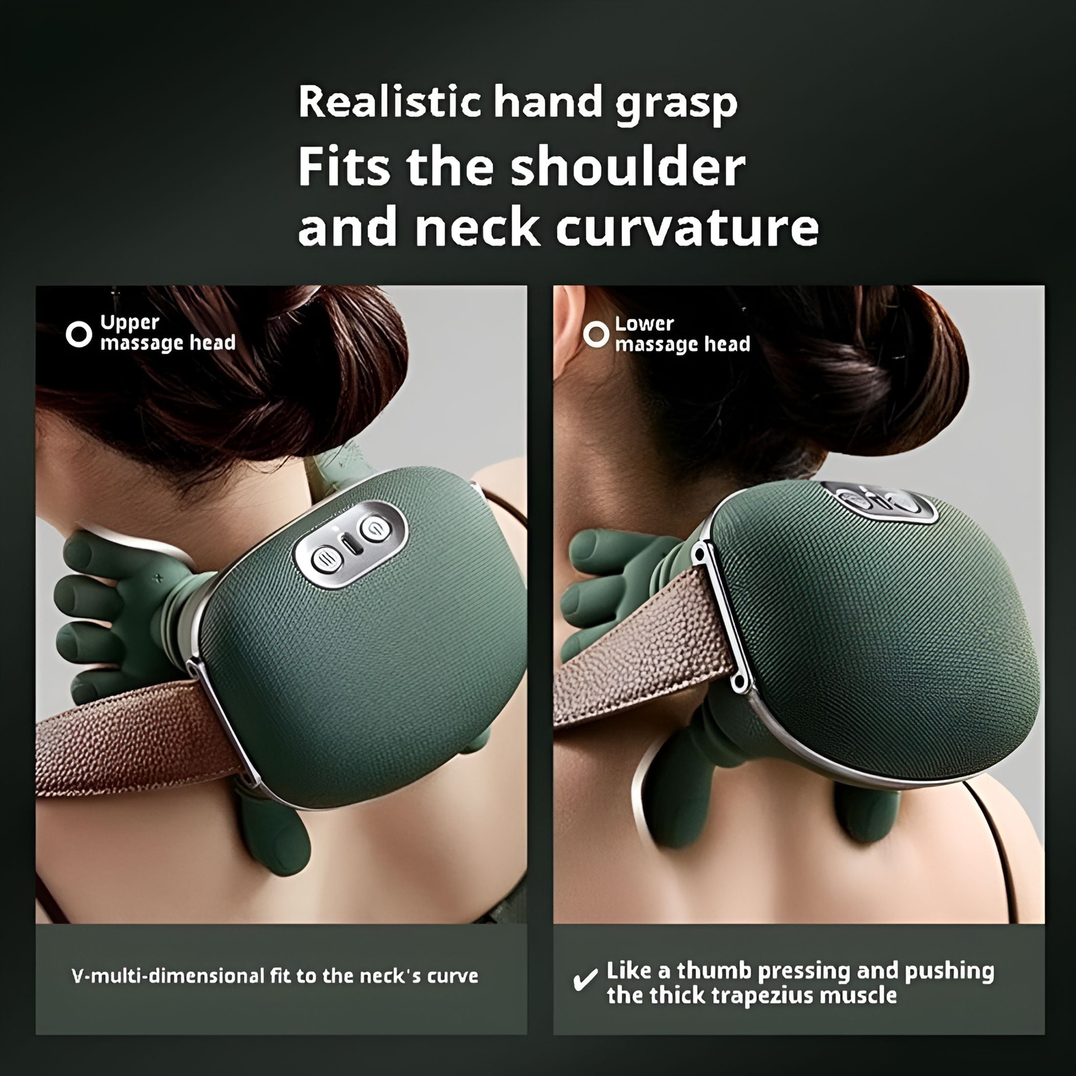 XIRQI Bionic Heated Massager,Portable Shiatsu Neck and Back Massager,Electric Deep Tissue 4D Kneading Massage,Simulated Human Hand Design for Pain Relief and Muscle Relax