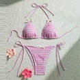thumbnail image 2 of Womens Swimsuits Solid Color Adjustable Spaghetti Strap Backless Bikini Pink Womens Bathing Suits S, 2 of 8