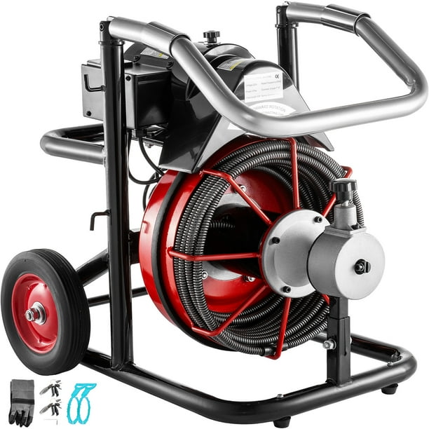 VEVOR 75 ft x 3/8 inch Drain Cleaner Machine fit 1 inch (25mm) to 4 inch(100mm) Pipes 370W Open