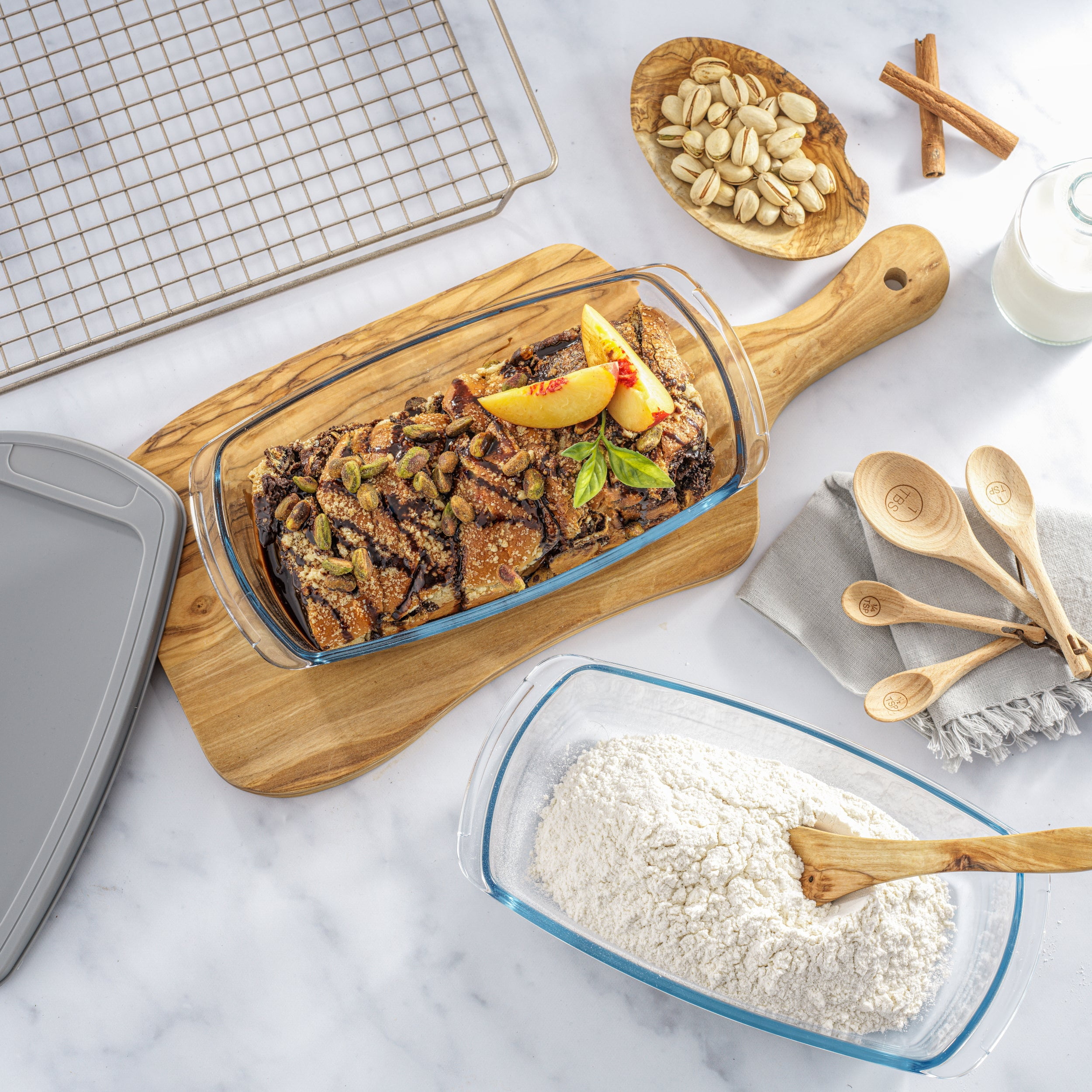 JoyJolt Glass Loaf Pans with Lids - Set of 3 - Grey