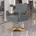 thumbnail image 1 of Silla Sillón Para Barbería Estética Cuero Y Acero Inoxidable - Gris Dorado, 1 of 4