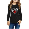 thumbnail image 2 of Odeerbi Kids Girls Fall Winter Basic Layering T-Shirt Cute Print Basic Tees Long Sleeve Shirts Cute Crewneck Tops Dressy Casual Blouses Base Layer Kids Clothes Black, 2 of 5