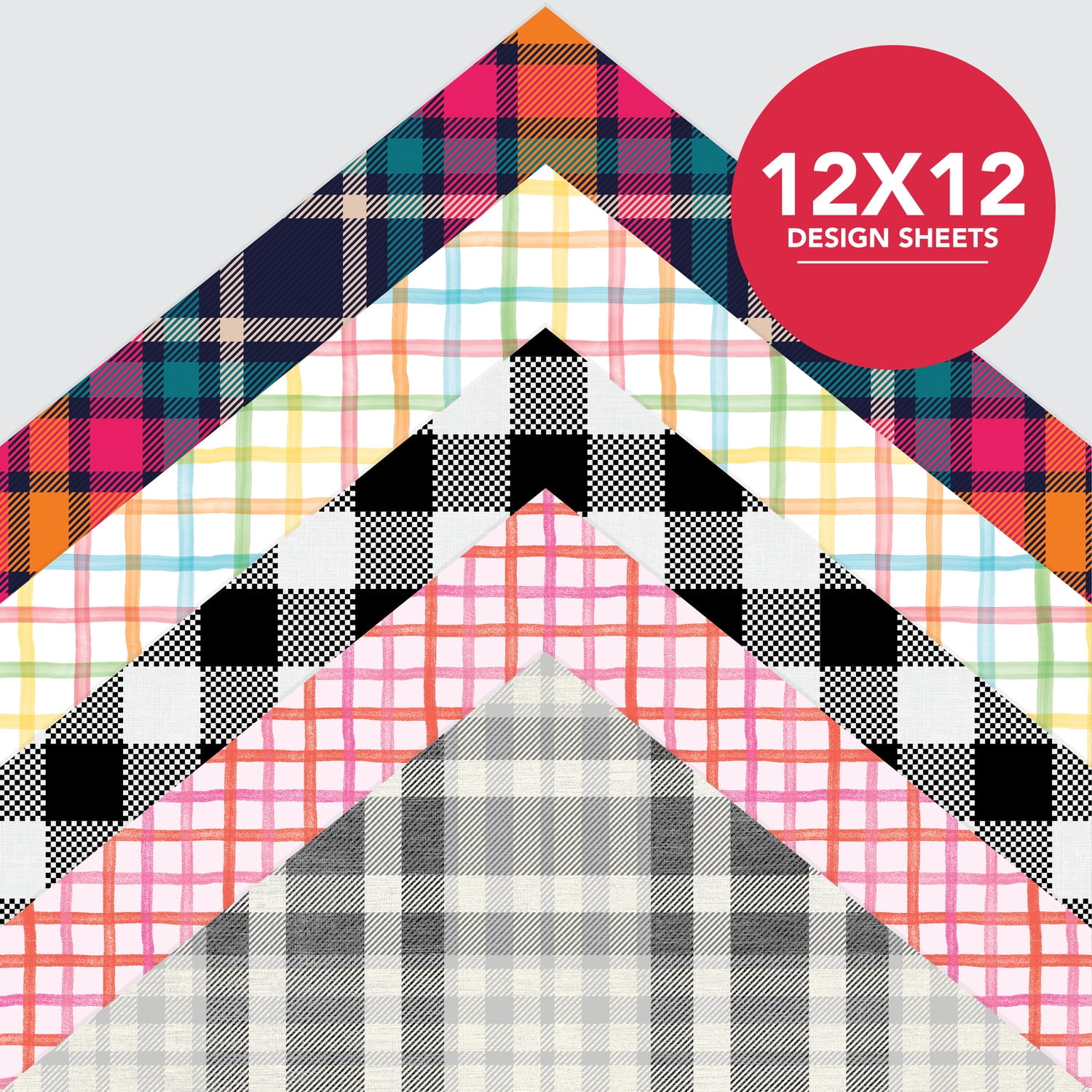 Roobee by Mara Mi Multicolor Plaid Paper Pad, 50 Sheets with 25 Designs