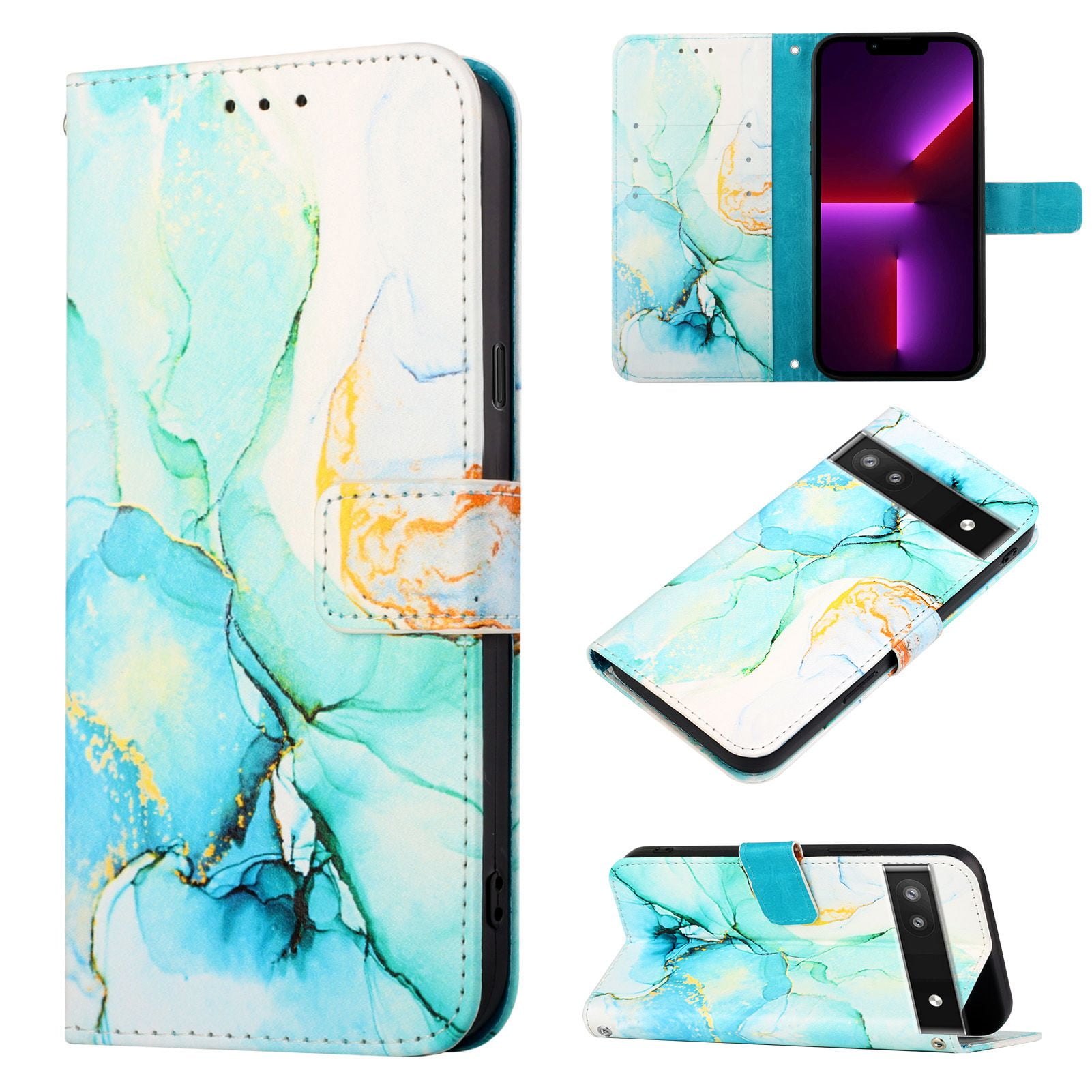 Allytech Marble Case for Google Pixel 6A, Slim Fit Stylish Marble Case for  Girls Women Kickstand Shockproof Drop Protective Cards Slots Hand Wrist  Wallet Case Cover for Google Pixel 6A - Green