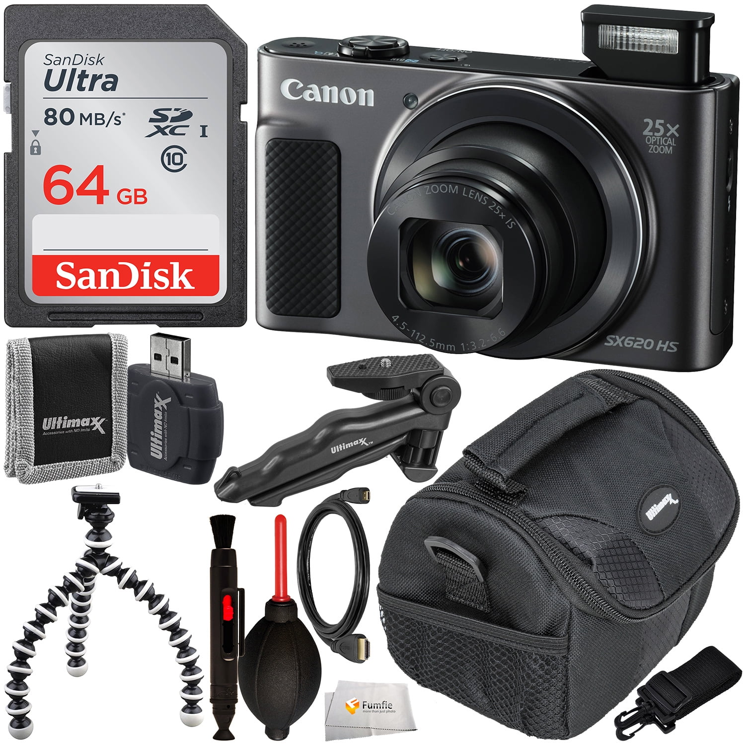 Canon PowerShot SX620 HS Digital Camera (Black) with Essential