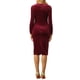 thumbnail image 3 of Vestido de fiesta de corte para mujer INSPIRE CHIC, cuello redondo, manga larga, vestido de terciopelo ajustado 2XL color rojo vino, 3 of 5