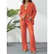 thumbnail image 4 of VISgogo - Conjunto de camisa y pantalones plisados de manga larga con botones y pantalones para mujer VISgogo  moda, 4 of 9
