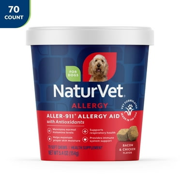 NaturVet Aller-911 Allergy Aid   Antioxidant to Support Dog Allergy & Immunity, 70 Soft Chews