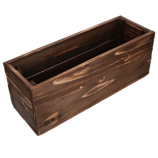 Maceta de madera decorativa para ventana, rectangular, rústica, de madera, para jardín, suculenta, decoración de boda