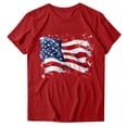 thumbnail image 2 of Red Plus Size Americans Flag T Shirt Women 4th of July Shirts Raglan Short Sleeve Patriotic Tee Tops, 2 of 4