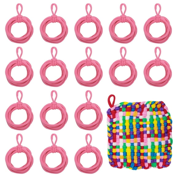 Uxcell 100 Pcs Potholder Loom Refill Loops, Elastic Potholder Weaving Refill Loops Knitting Kit Supplies in Rainbow Colors for Girls DIY Crafts 7" Weaving Loom, Pink