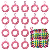Uxcell 100 Pcs Potholder Loom Refill Loops, Elastic Potholder Weaving Refill Loops Knitting Kit Supplies in Rainbow Colors for Girls DIY Crafts 7" Weaving Loom, Pink