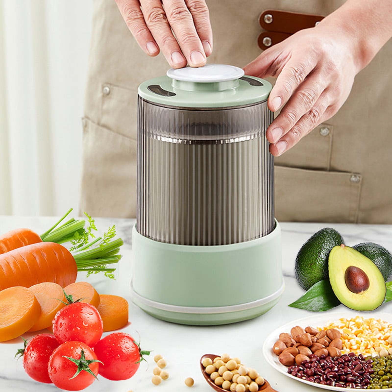 Nsxcdh Grain Grinder Machine 1l Stainless Steel 7.9x6.3in 20000rpm Multi Blade Fine Crusher for Spice Juice Powder Semi Auto Home Food Processor Christmas Gifts
