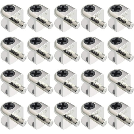 

Glass Shelf Bracket 20Pcs Wall Mounted Adjustable Glass Shelf Bracket Pegs Zinc Alloy Half Round Glass Clamp Clips with Pin Frameless Glass Shelf Holders Supports Brushed Finish