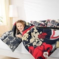 thumbnail image 3 of spefrowx Ukiyo-e Vintage Geisha Full Size Bedding Sets for Adults, Japanese Classic Blossom Floral Full Size Bed in a Bag, Black Reversible, 7 Pieces, 3 of 6