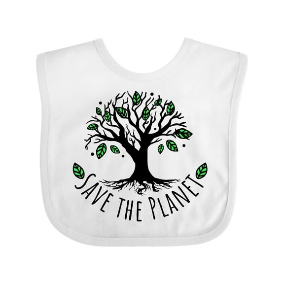 Inktastic Save the Planet Tree Design with Green Leaves Boys or Girls Baby Bib