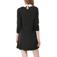 thumbnail image 4 of Minivestido corto acampanado Allegra K Negro S con cuello En contraste para mujer, 4 of 6