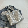 thumbnail image 2 of Bolsa de hombro de moda acolchados de algodón de compras para mujer (Plata) Likrtyny Para Estrenar, 2 of 9