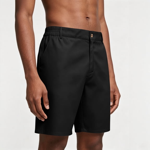 Garbnen Men Golf Shorts Button Straight Leg Men's Bermuda Shorts Lightweight Breathable Casual Summer Outdoor Workout Mens Athletic Shorts with Pockets Black L