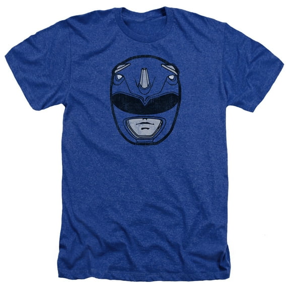 Power Rangers - Blue Ranger Mask - Heather Short Sleeve Shirt - XX-Large