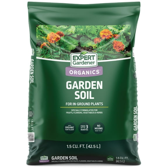 Expert Gardener Organic Garden Soil with Earthworm Castings, Peat-Free, Feeds up to 3 Months, 1.5 cu ft