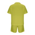 thumbnail image 4 of Mens Shorts Fashion Solid Casual Short Pants Short Sleeve V-Neck Shirt 2PC Set, 4 of 7