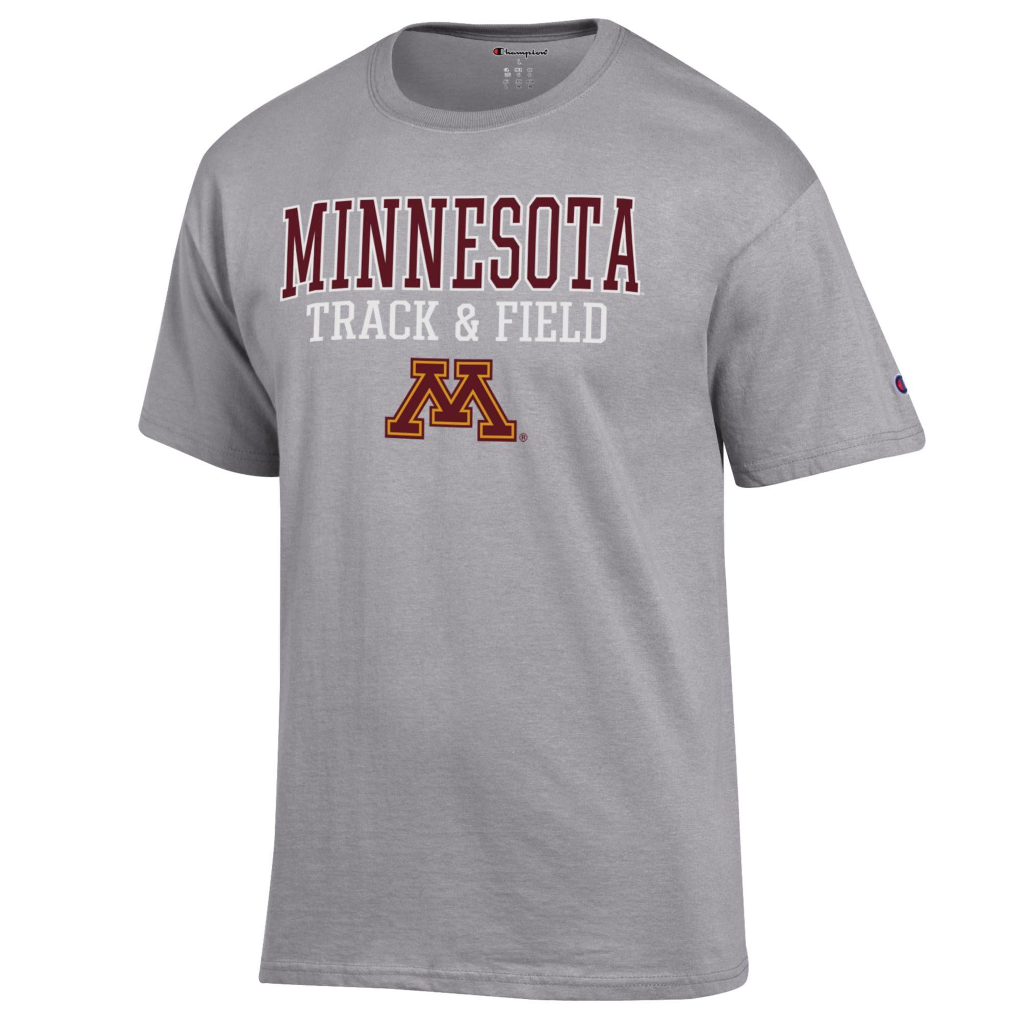 Men's Champion  Gray Minnesota Golden Gophers Track & Field Stack T-Shirt