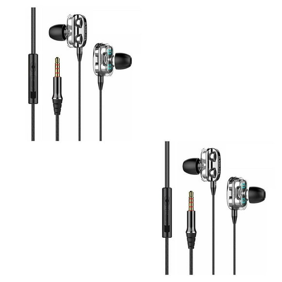 Sidaley Auricular con cable Interfaz portátil de 3,5 mm Reducción de ruido Tapa de oreja de silicona Auricular ergonómico Subwoofer Negro 2piezas