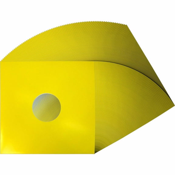 (50) 12" Colored Vinyl Record Jackets with Center Hole - Yellow - 12JWYEHH