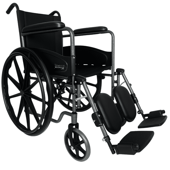 Silla De Ruedas Con Elevapiernas y Descansa Pies Desmontables Marca Wellspring, Plegable, y Duradera