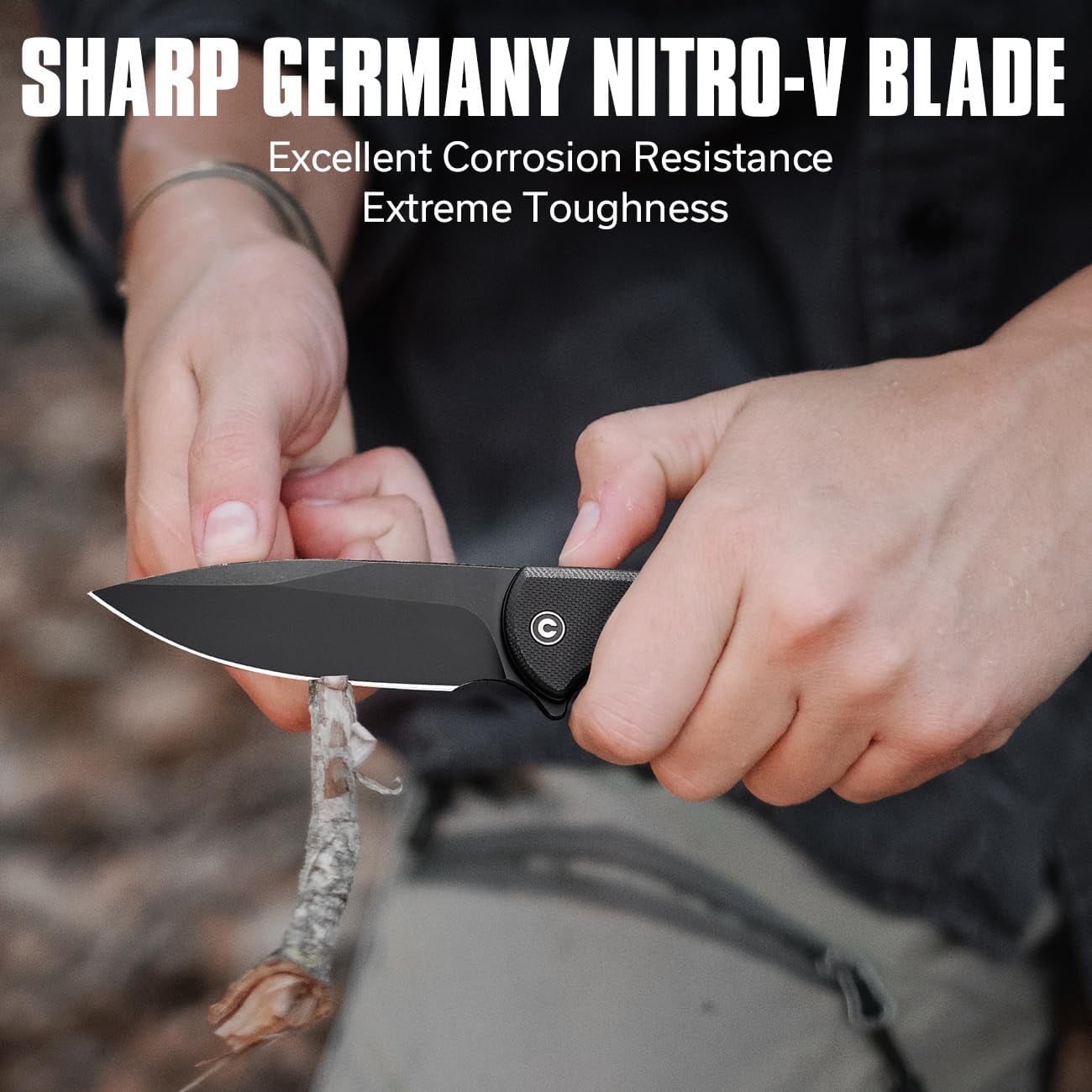 CIVIVI Primitrox Folding Knife Flipper Pocket Knife with 3.48" Nitro-V Blade G10 Handle for Everyday Carry C23005A-2
