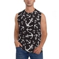 thumbnail image 2 of Lsque Anchors Print Men's Cotton Blend Sleeveless Muscle Shirts (S-3XL)- Moisture Wicking, Odor Protection, UPF 30+,Small, 2 of 8